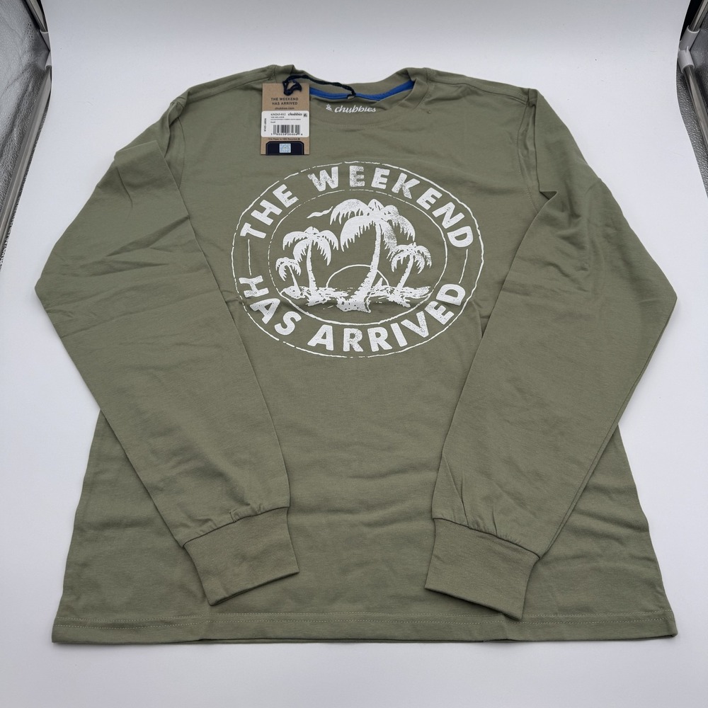 Chubbies The Relaxer Long Sleeve Tee Mens S Olive Green NWT